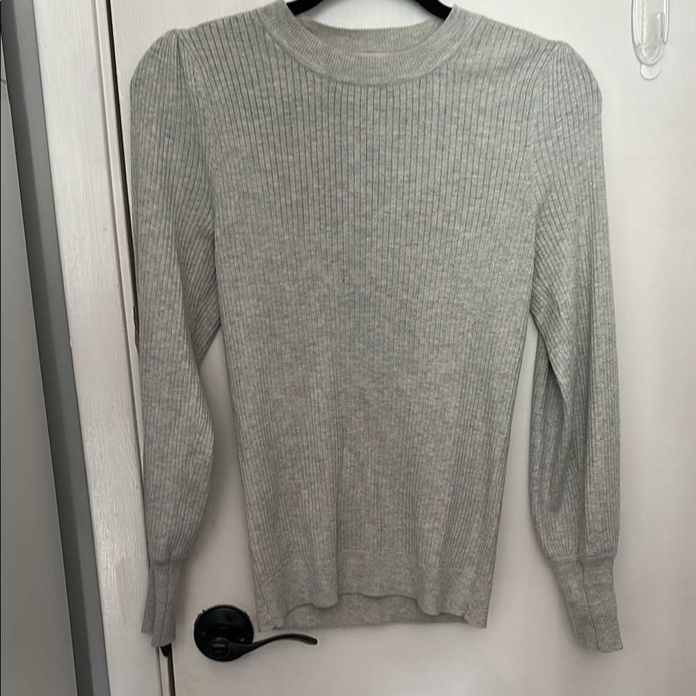 LOFT Gray Ribbed Knit Top